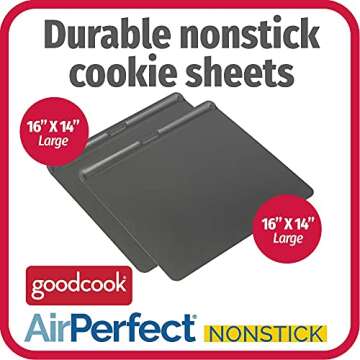 GoodCook AirPerfect Non-Stick Air Insulated 16” x 14” Cookie Sheet Set, 2 Piece - Carbon Steel Cooking Pans, Bakeware Set, Cookie Sheets for Baking, Oven Pan Set