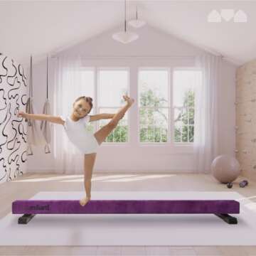 Milliard Patented Adjustable Balance Beam, High and Low (8 Feet) Floor Beam Suede Gymnastics Competition Style Training with Legs