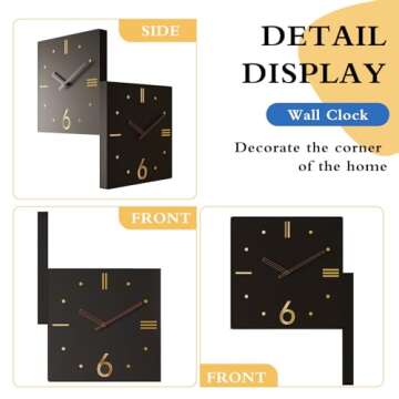 PSYCHE GOD Double Sided Wall Clocks 11.8inch Corner Wall Clock Square Decorative Creative Digital Wall Clock on Both Sides for Living Room Decor