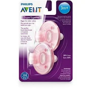 Philips Avent Super Soothie Pacifier, Pink, 3+ months, 2 Pack, SCF192/07