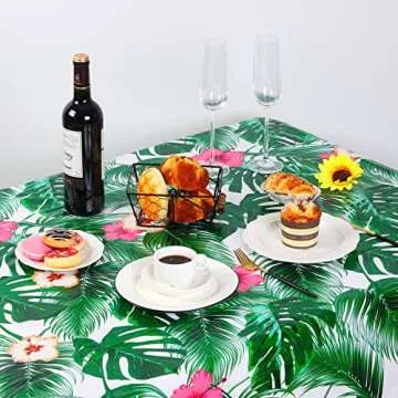 Durony Hawaii Palm Leaves Tablecloths for Tropical Parties