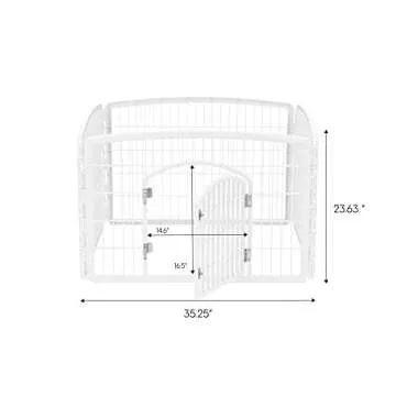 IRIS USA 24" Exercise 4-Panel Pet Playpen with Door, Dog Playpen, Puppy Playpen, for Small and Medium Dogs, Keep Pets Secure, Easy Assemble, Rust-Free, Heavy-Duty Molded Plastic, Customizable, White