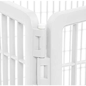IRIS USA 24" Exercise 4-Panel Pet Playpen with Door, Dog Playpen, Puppy Playpen, for Small and Medium Dogs, Keep Pets Secure, Easy Assemble, Rust-Free, Heavy-Duty Molded Plastic, Customizable, White