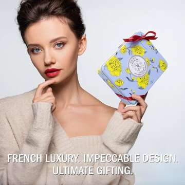 La Chatelaine Hand Cream Trio Tin, Mothers Day Gift Set, Natural Hand Lotion, Made in France with 20% Organic Shea Butter, Nourishing (Lavender, Lychee Bilberry & Lemon Verbena) 3 x 1 fl oz