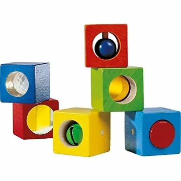 HABA Discovery Wooden Blocks - 6 Interactive Building Cubes