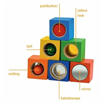 HABA Discovery Wooden Blocks - 6 Interactive Building Cubes