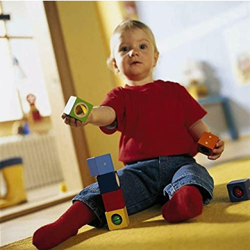 HABA Discovery Wooden Blocks - 6 Interactive Building Cubes