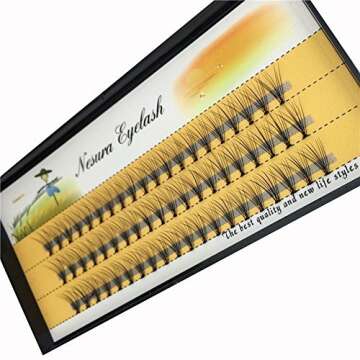 BODERMINCER 10D 60pcs Black Handmade False Eyelashes Natural Long Individual Eyelashes Extension Fak...