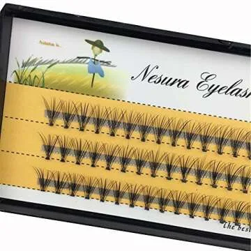 BODERMINCER 10D 60pcs Black Handmade False Eyelashes Natural Long Individual Eyelashes Extension Fake Lashes Makeup Beauty Cosmetic (10mm)