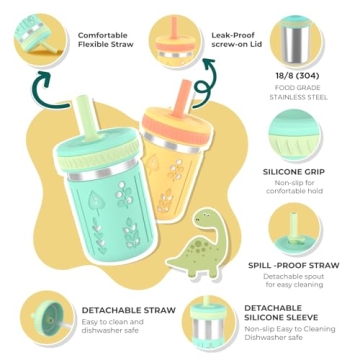 Tronco Stainless Steel Sippy Toddler Cups for Kids