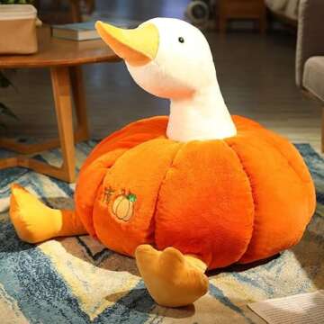 AMLHNA Stuffed Pumpkin Fluffy Duck Pumpkin Plush Toy Soft Couch Throw Pillow Pumpkins Toys Gift Part...