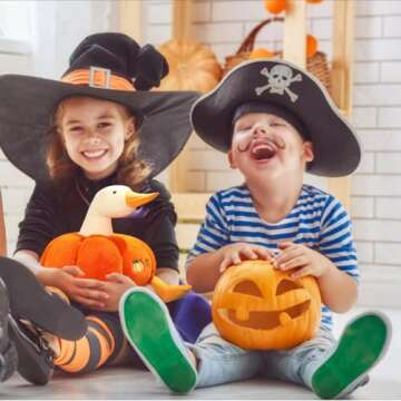 AMLHNA Stuffed Pumpkin Fluffy Duck Pumpkin Plush Toy Soft Couch Throw Pillow Pumpkins Toys Gift Party Favors(11 inch)