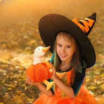 AMLHNA Stuffed Pumpkin Fluffy Duck Pumpkin Plush Toy Soft Couch Throw Pillow Pumpkins Toys Gift Party Favors(11 inch)