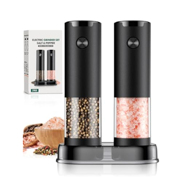 Electric Salt and Pepper Grinder Set - Automatic Adjustable Coarseness Mill