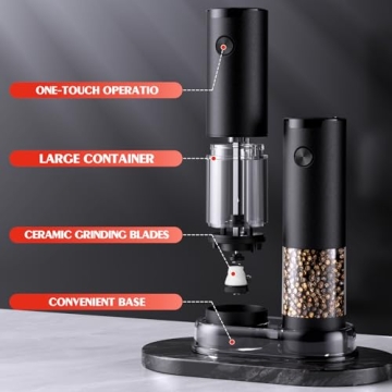 Electric Salt and Pepper Grinder Set - 2 Pack