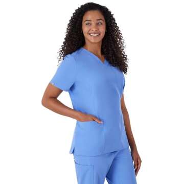 Hanes Women's Scrubs Healthcare Top, Moisture-Wicking Stretch Scrub Shirts, Ribbed Back Panel