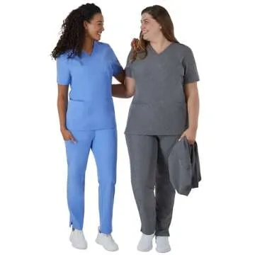 Hanes Women's Scrubs Healthcare Top, Moisture-Wicking Stretch Scrub Shirts, Ribbed Back Panel