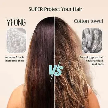 YFONG Large Microfiber Hair Towel Wrap for Women Wet Curly, Long, Thick Hair, Ultra-Absorbent Quick Dry Hair Towel, Anti Frizz Hair Turban with Elastic Band