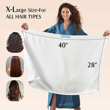 YFONG Large Microfiber Hair Towel Wrap for Women Wet Curly, Long, Thick Hair, Ultra-Absorbent Quick Dry Hair Towel, Anti Frizz Hair Turban with Elastic Band