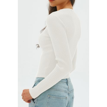 Chic Women's Cutout Ribbed Winter Pullover Sweater
