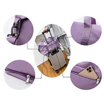 Expandable Travel Duffle Bag Weekender Carry on Overnight Bag Gym Bag for Women (Blue)