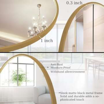 42 Inch Oversized Round Mirror in Gold - Modern Design