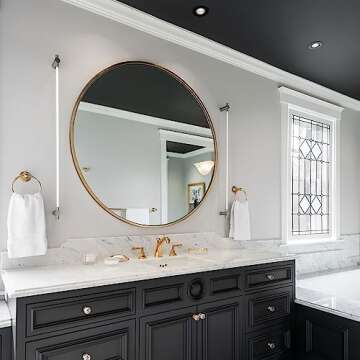 42 Inch Oversized Round Mirror in Gold - Modern Design