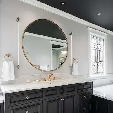 42 Inch Oversized Round Mirror in Gold - Modern Design