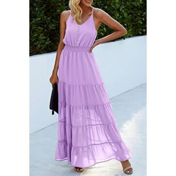 PRETTYGARDEN Women's Casual Summer Dress Spaghetti Strap Sleeveless High Waist Beach Long Maxi Sun D...