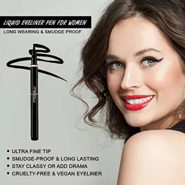 Liquid Eyeliner Pen - Long Wearing & Smudge Proof Precision Eye Liner Pencil Tool with Super Slim Fine Point for Perfect Eye Makeup - Quick Drying Formula - Black by Mellow Cosmetics