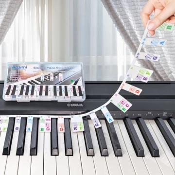 Piano Stickers for Beginners, Azymi Piano Note Stickers Removable for 88/76/61/54/49/37 Keys Reusabl...