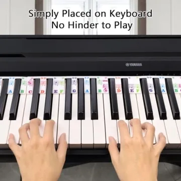 Piano Stickers for Beginners, Azymi Piano Note Stickers Removable for 88/76/61/54/49/37 Keys Reusable Silicone Strips Multi-Color Large Bold Letter for Kids