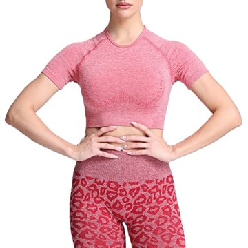 Aoxjox Women's Vital Workout Seamless Crop Top Red