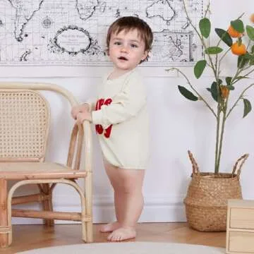 Adorable Baby Boy Long Sleeve Romper for Valentine’s Day