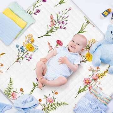 Wesiti Wildflower Baby Play Mat 50x50 Non-Slip Washable