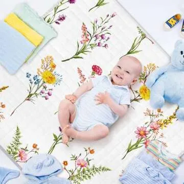 Wesiti Wildflower Baby Play Mat 50x50 Non-Slip Washable