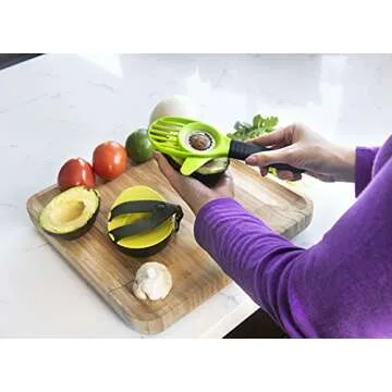 Simply Served 3-in-1 Avocado Tool: Split, Pit, Slice Safely, Store & Reduce Browning