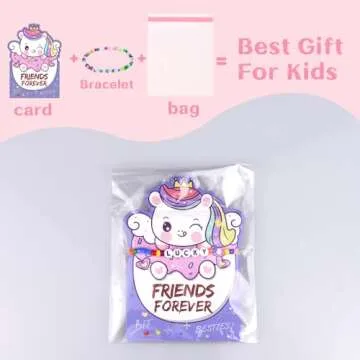 Valentines Day Cards for Kids Classroom, 24 Pack Valentines Gift Cards with Friendship Bead Bracelets, Valentines Gift Exchange for Boys Girls, Valentines Party Favors Supplies for Kids