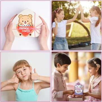 Valentines Day Cards for Kids Classroom, 24 Pack Valentines Gift Cards with Friendship Bead Bracelets, Valentines Gift Exchange for Boys Girls, Valentines Party Favors Supplies for Kids