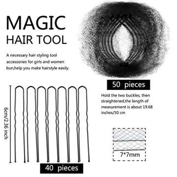 Zonon Hair Nets 50Pcs Individual Pack with U Pins for Women Bun