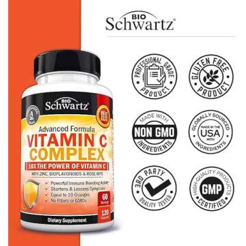 Vitamin C Complex Supplement with Rose Hips & Zinc Capsules