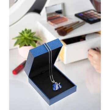 Priksia Necklaces for Women, Butterfly Pendant Necklace with Birthstone Crystals, Valentines Day Gifts for Her, Anniversary Birthday Jewelry for Women Mom Grandma Wife Girlfriend