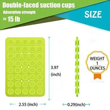 Silicone Double Sided Suction Phone Case Mount, Detachable Hands Free & Strong Grip Holder for Selfies & Videos, Compatible iPhone Android (Green, 1Pack)