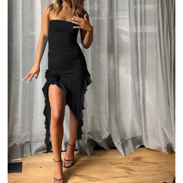 NUFIWI Strapless Mini Dress for Summer Parties and Outings