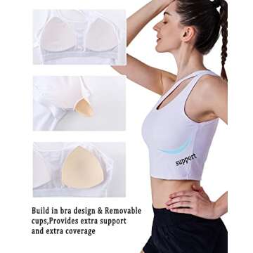 Jkboo One Shoulder Sports Bra for Women,Medium Support Longline Yoga Bras Workout Tank Tops Running Wear