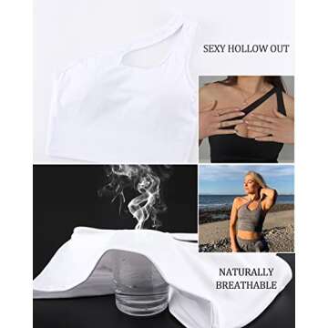 Jkboo One Shoulder Sports Bra for Women,Medium Support Longline Yoga Bras Workout Tank Tops Running Wear