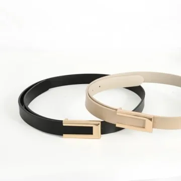 YooAi Women's Leather Skinny Belt Gold Buckle Fashion