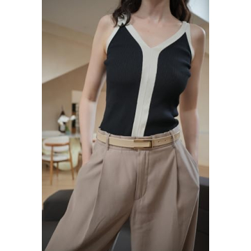 YooAi Women's Leather Skinny Belt Gold Buckle Fashion