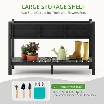 LUE BONA Raised Garden Bed with Tools - Weather Resistant Elevated Planter