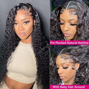 Deep Wave Lace Front Wigs Human Hair Wigs for Black Women 4x4 Lace Closure Deep Curly Lace Front Wig...